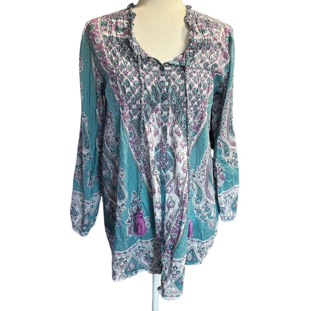 Lola Australia Boho Tunic Cotton Blouse Size M